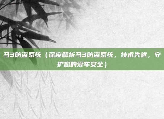 马3防盗系统(深度解析马3防盗系统,技术先进,守护您的爱车安全)