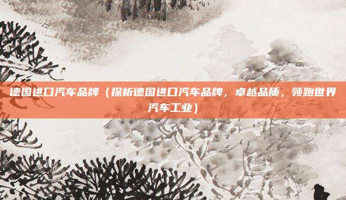 德国进口汽车品牌(探析德国进口汽车品牌,卓越品质,领跑世界汽车工业)