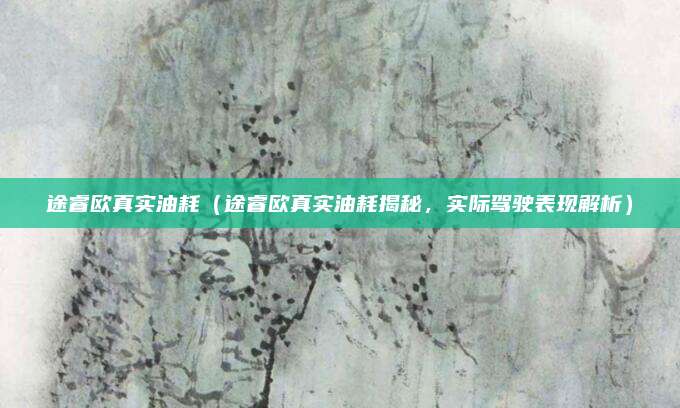 途睿欧真实油耗（途睿欧真实油耗揭秘，实际驾驶表现解析）