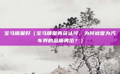 宝马质量好（宝马质量再获认可，为何被誉为汽车界的品质典范？）