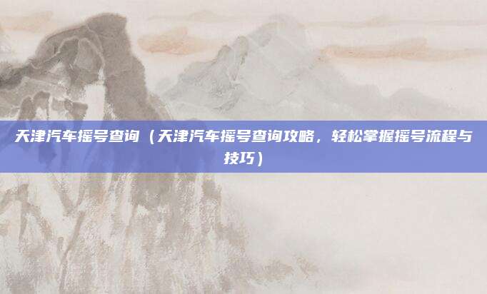 天津汽车摇号查询（天津汽车摇号查询攻略，轻松掌握摇号流程与技巧）