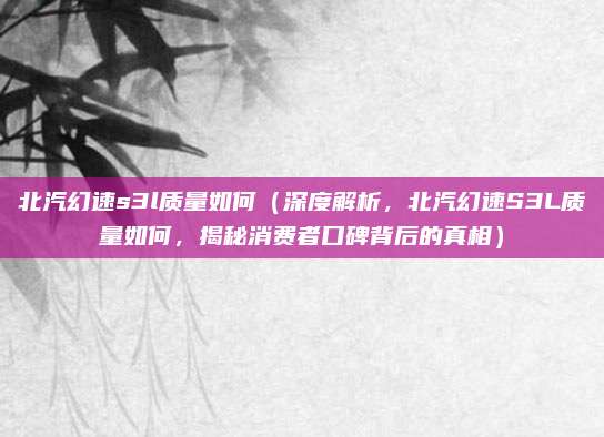 北汽幻速s3l质量如何(深度解析,北汽幻速S3L质量如何,揭秘消费者口碑背后的真相)
