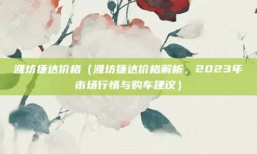 潍坊捷达价格(潍坊捷达价格解析,2023年市场行情与购车建议)