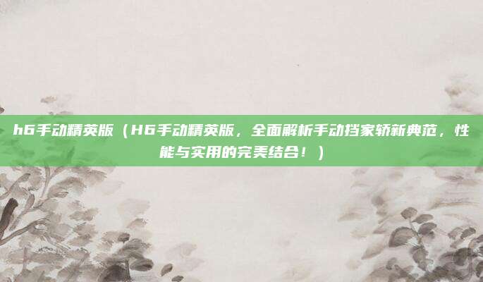 h6手动精英版(H6手动精英版,全面解析手动挡家轿新典范,性能与实用的完美结合!)