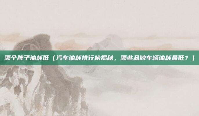 哪个牌子油耗低(汽车油耗排行榜揭秘,哪些品牌车辆油耗最低?)