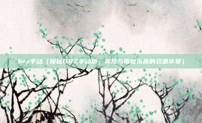 brz手动(探秘BRZ手动版,操控与驾驶乐趣的双重享受)