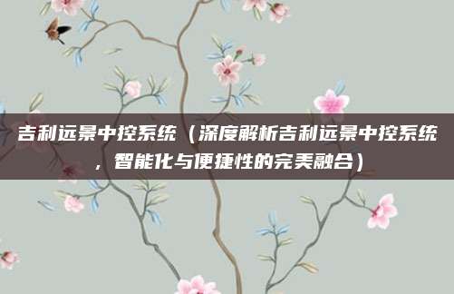 吉利远景中控系统(深度解析吉利远景中控系统,智能化与便捷性的完美融合)