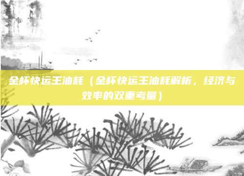 金杯快运王油耗(金杯快运王油耗解析,经济与效率的双重考量)