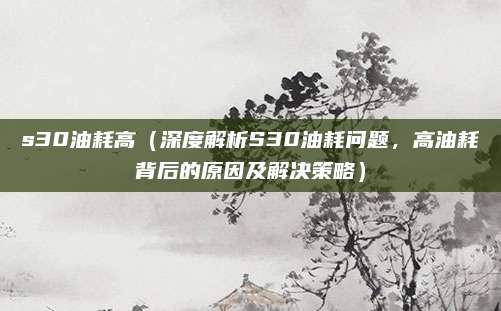 s30油耗高(深度解析S30油耗问题,高油耗背后的原因及解决策略)
