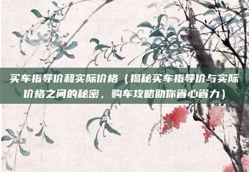买车指导价和实际价格(揭秘买车指导价与实际价格之间的秘密,购车攻略助你省心省力)