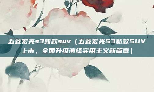 五菱宏光s3新款suv（五菱宏光S3新款SUV上市，全面升级演绎实用主义新篇章）