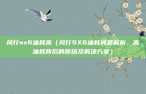 风行sx6油耗高(风行SX6油耗问题解析,高油耗背后的原因及解决方案)