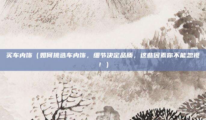 买车内饰(如何挑选车内饰,细节决定品质,这些因素你不能忽视!)