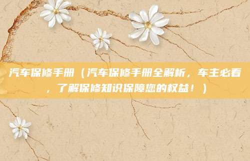 汽车保修手册(汽车保修手册全解析,车主必看,了解保修知识保障您的权益!)