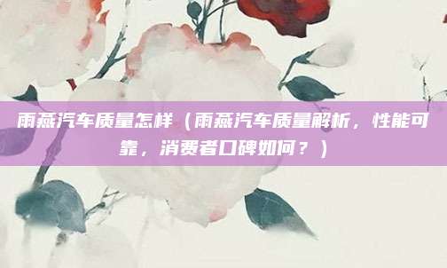 雨燕汽车质量怎样（雨燕汽车质量解析，性能可靠，消费者口碑如何？）
