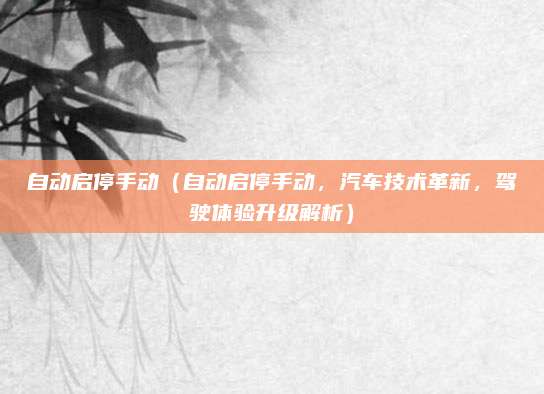 自动启停手动（自动启停手动，汽车技术革新，驾驶体验升级解析）