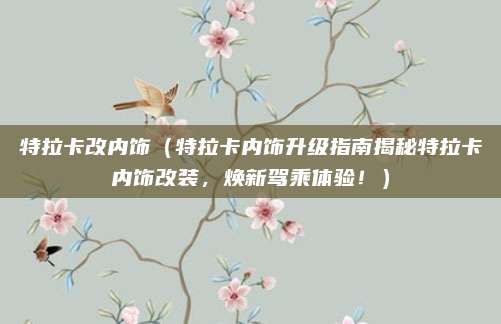 特拉卡改内饰(特拉卡内饰升级指南揭秘特拉卡内饰改装,焕新驾乘体验!)
