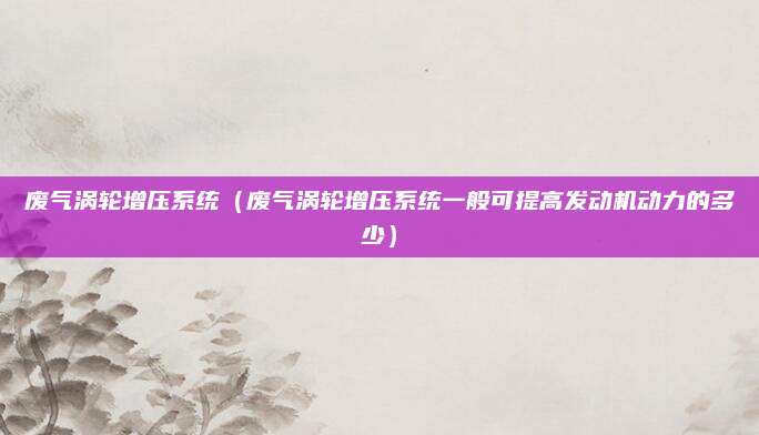 废气涡轮增压系统(废气涡轮增压系统一般可提高发动机动力的多少)