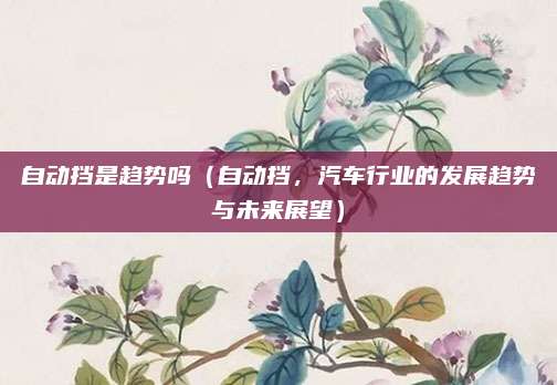 自动挡是趋势吗(自动挡,汽车行业的发展趋势与未来展望)