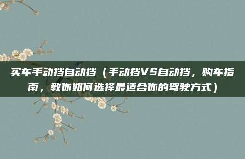 买车手动挡自动挡(手动挡VS自动挡,购车指南,教你如何选择最适合你的驾驶方式)