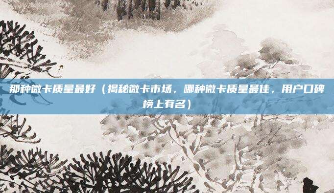 那种微卡质量最好(揭秘微卡市场,哪种微卡质量最佳,用户口碑榜上有名)