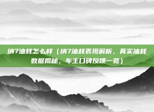 纳7油耗怎么样(纳7油耗表现解析,真实油耗数据揭秘,车主口碑反馈一览)