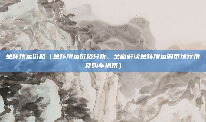 金杯翔运价格(金杯翔运价格分析,全面解读金杯翔运的市场行情及购车指南)