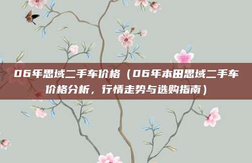 06年思域二手车价格(06年本田思域二手车价格分析,行情走势与选购指南)