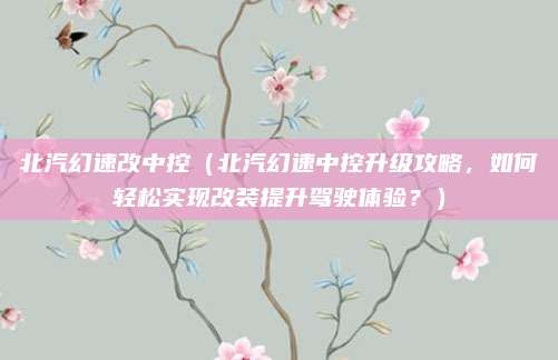 北汽幻速改中控(北汽幻速中控升级攻略,如何轻松实现改装提升驾驶体验?)