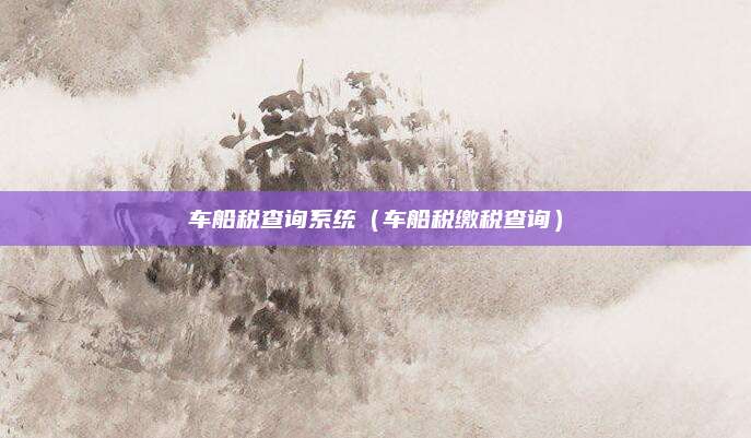 车船税查询系统(车船税缴税查询)