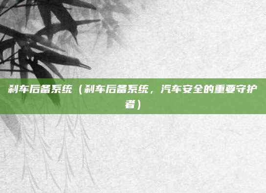 刹车后备系统(刹车后备系统,汽车安全的重要守护者)