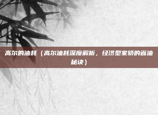 高尔的油耗（高尔油耗深度解析，经济型家轿的省油秘诀）