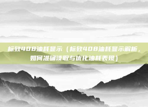 标致408油耗显示(标致408油耗显示解析,如何准确读取与优化油耗表现)