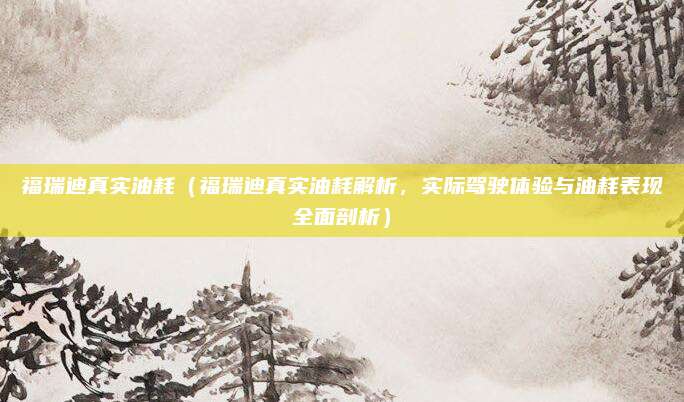 福瑞迪真实油耗(福瑞迪真实油耗解析,实际驾驶体验与油耗表现全面剖析)