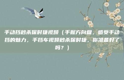 手动挡秒杀保时捷视频(手握方向盘,感受手动挡的魅力,手挡车视频秒杀保时捷,你准备好了吗?)