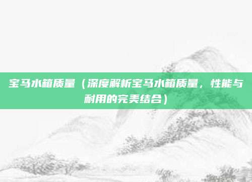 宝马水箱质量（深度解析宝马水箱质量，性能与耐用的完美结合）