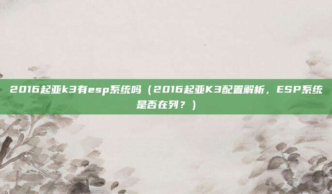 2016起亚k3有esp系统吗（2016起亚K3配置解析，ESP系统是否在列？）