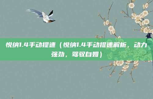 悦纳1.4手动提速(悦纳1.4手动提速解析,动力强劲,驾驭自如)
