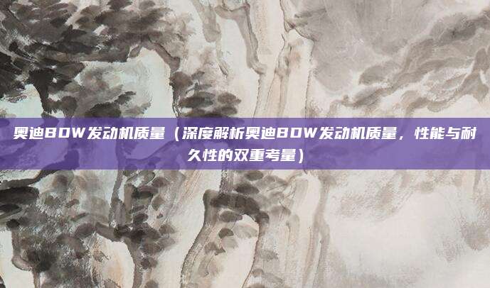 奥迪BDW发动机质量(深度解析奥迪BDW发动机质量,性能与耐久性的双重考量)