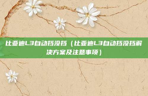 比亚迪L3自动挡没挡（比亚迪L3自动挡没挡解决方案及注意事项）