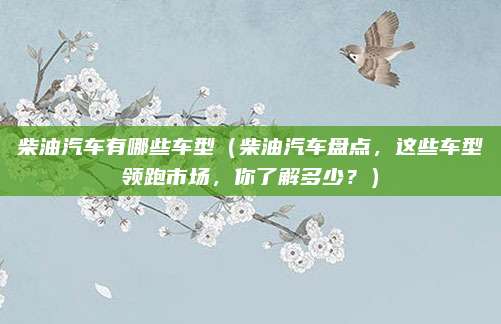 柴油汽车有哪些车型(柴油汽车盘点,这些车型领跑市场,你了解多少?)