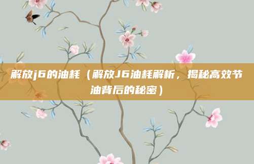 解放j6的油耗(解放J6油耗解析,揭秘高效节油背后的秘密)