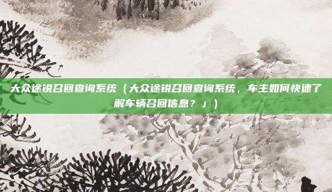 大众途锐召回查询系统(大众途锐召回查询系统,车主如何快速了解车辆召回信息?」)