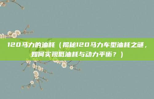 120马力的油耗(揭秘120马力车型油耗之谜,如何实现低油耗与动力平衡?)