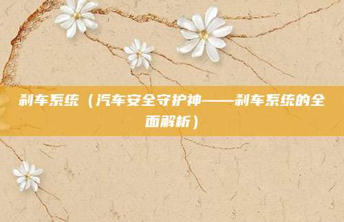 刹车系统(汽车安全守护神——刹车系统的全面解析)