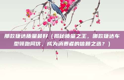 那款捷达质量最好(揭秘质量之王,哪款捷达车型领跑同侪,成为消费者的信赖之选?)