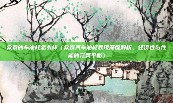 众泰的车油耗怎么样(众泰汽车油耗表现深度解析,经济性与性能的完美平衡)
