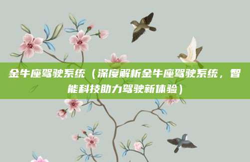 金牛座驾驶系统(深度解析金牛座驾驶系统,智能科技助力驾驶新体验)