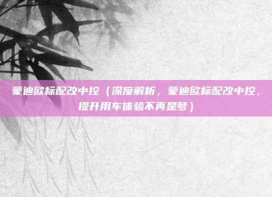 蒙迪欧标配改中控(深度解析,蒙迪欧标配改中控,提升用车体验不再是梦)