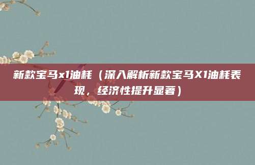 新款宝马x1油耗(深入解析新款宝马X1油耗表现,经济性提升显著)